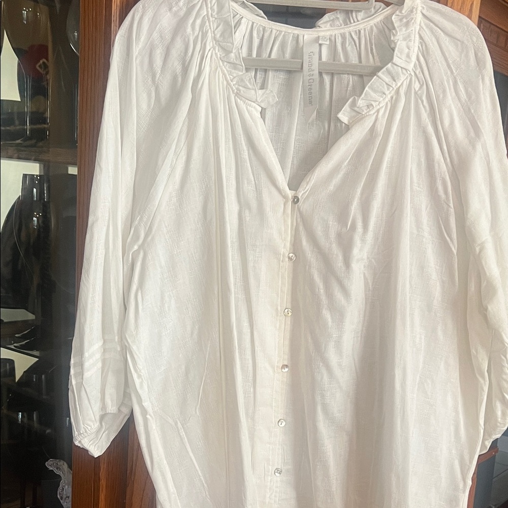 Grand & Greene Cream Button-Up Blouse